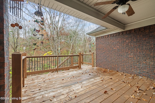 wooden terrace with ceiling fan