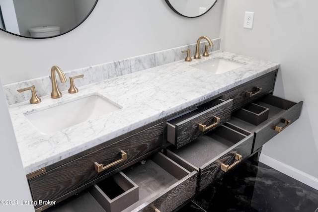 bathroom with toilet and vanity