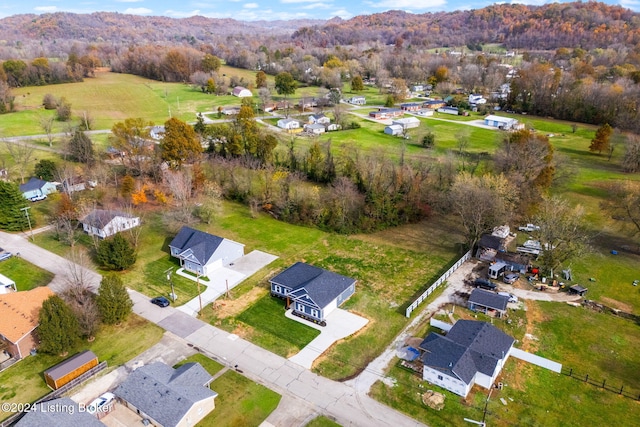 drone / aerial view with a mountain view