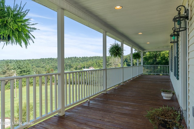 wooden deck featuring covered porch