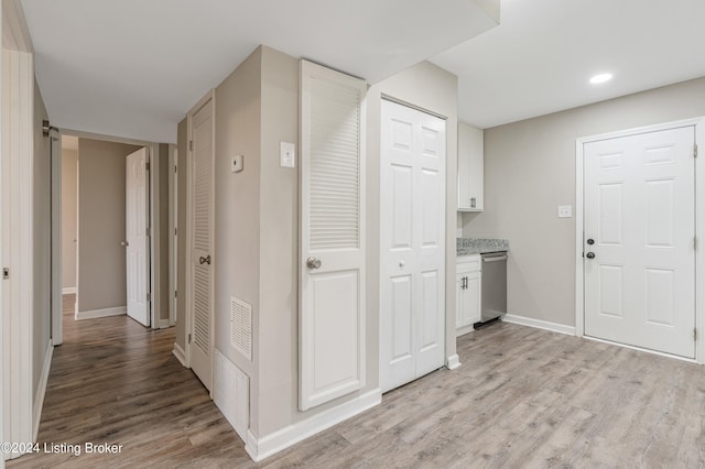 interior space with light hardwood / wood-style flooring