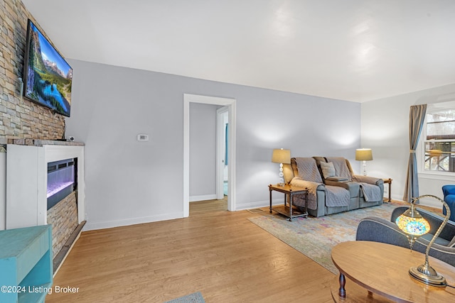 living room with light hardwood / wood-style flooring