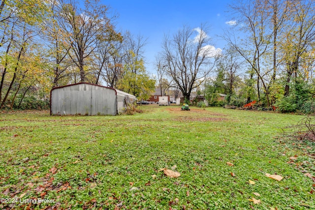 view of yard featuring an outbuilding