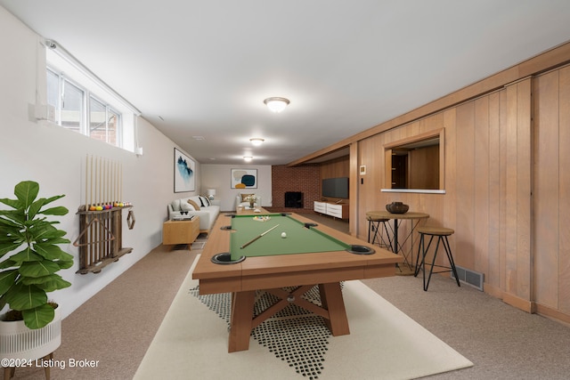 playroom featuring carpet floors and pool table