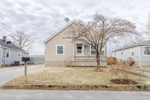 view of front of home with central AC unit