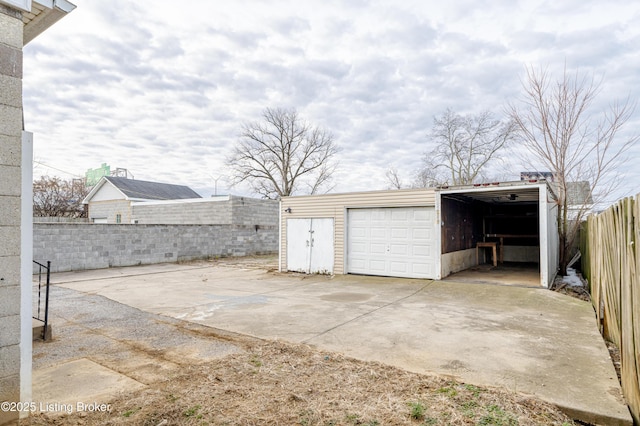 view of garage