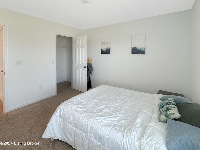 bedroom featuring a closet and carpet floors