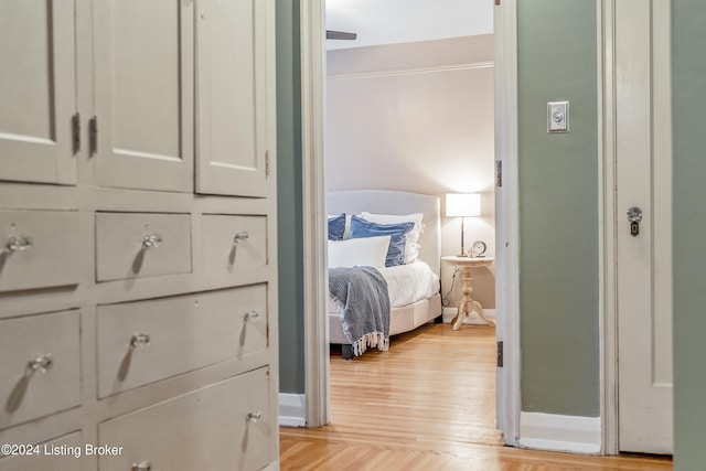 bedroom with light hardwood / wood-style flooring