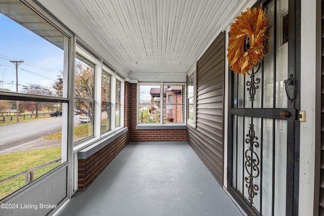 view of unfurnished sunroom