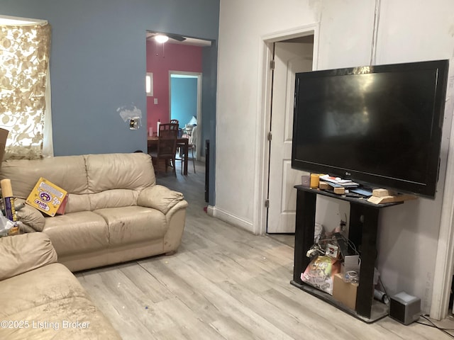 living room featuring light wood-type flooring