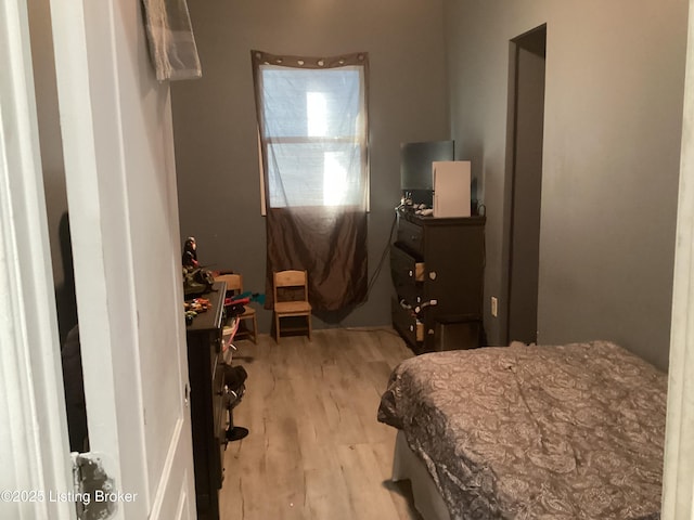 bedroom with light hardwood / wood-style flooring