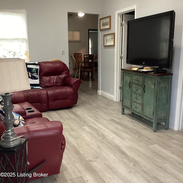 living area with light wood finished floors