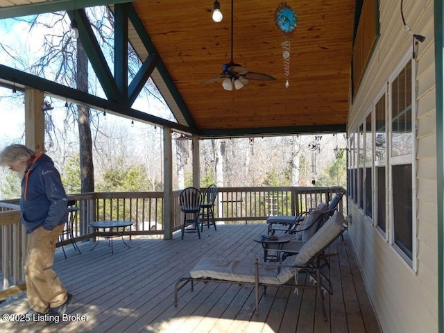 deck featuring a ceiling fan