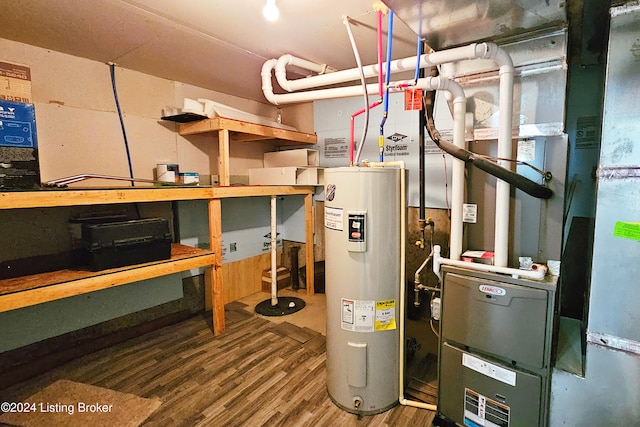 utility room with water heater