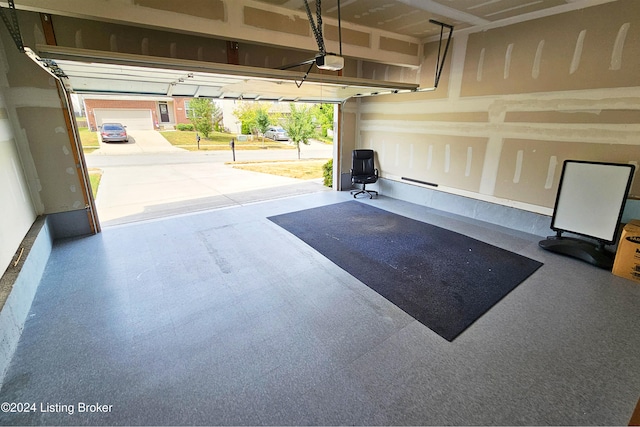 garage with a garage door opener