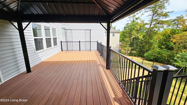 wooden deck with a gazebo