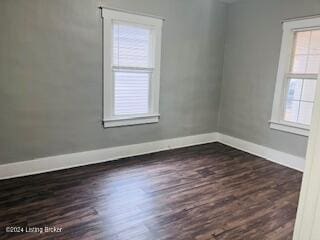 empty room featuring dark hardwood / wood-style flooring