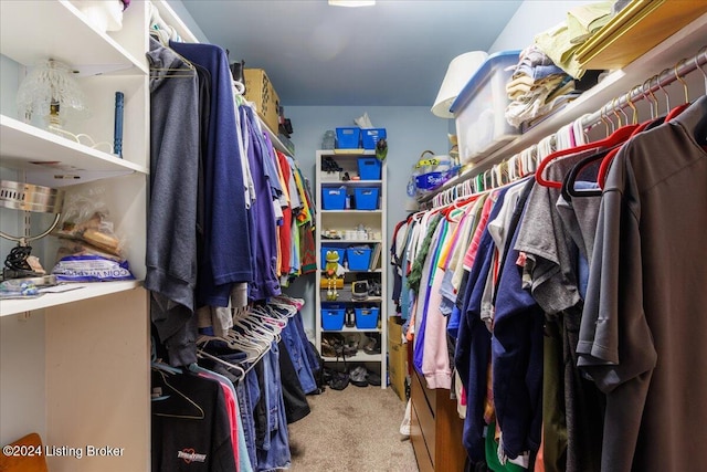 walk in closet featuring carpet