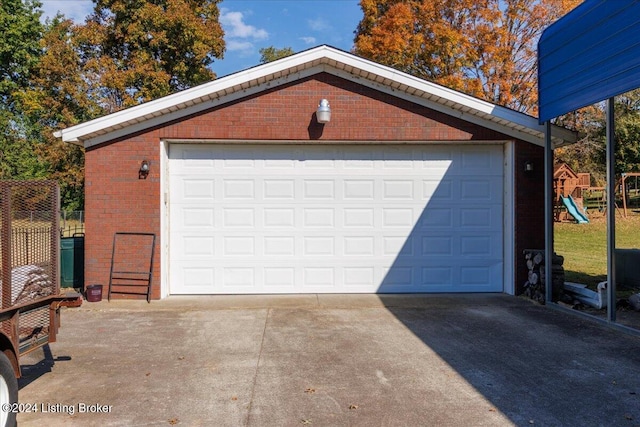 view of garage