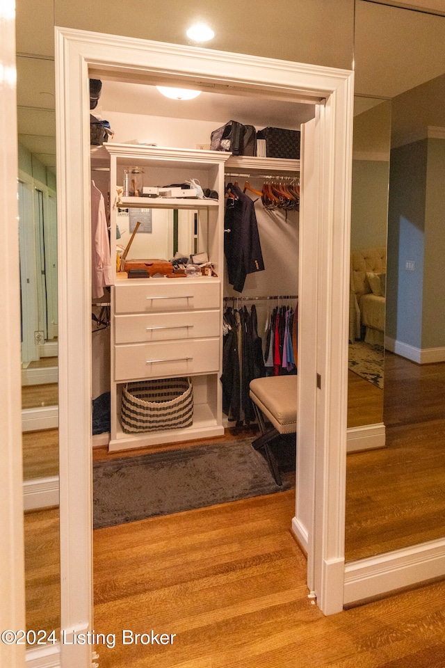 spacious closet with light hardwood / wood-style floors