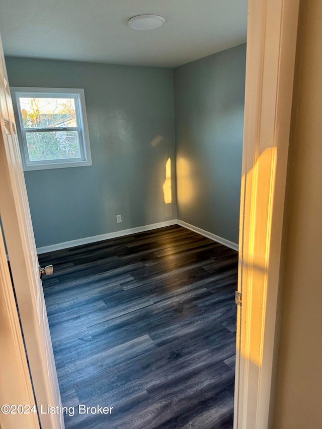 unfurnished room featuring dark wood-type flooring