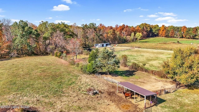 aerial view featuring a rural view