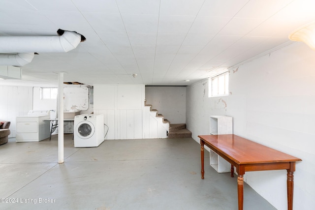 basement with washer and dryer