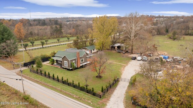 drone / aerial view with a rural view