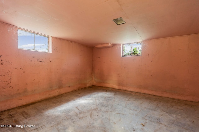 basement featuring plenty of natural light