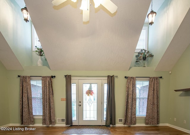 entrance foyer with a wealth of natural light and hardwood / wood-style flooring