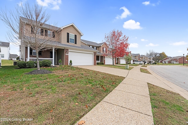 view of front of home with a porch and a front lawn