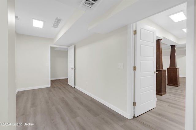 hall featuring light wood-type flooring