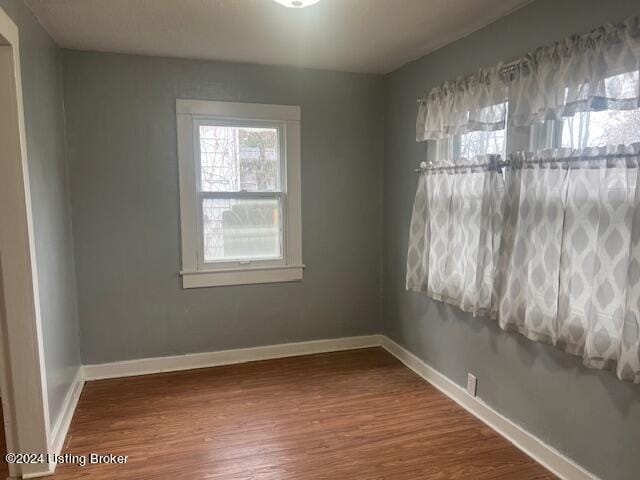 spare room featuring dark wood-type flooring