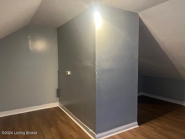 additional living space featuring lofted ceiling and hardwood / wood-style flooring