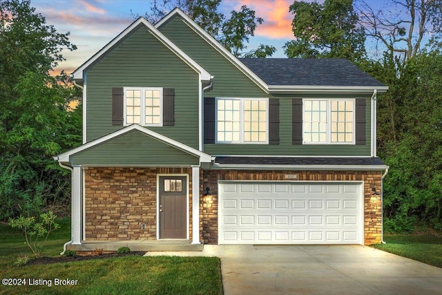 view of property featuring a garage