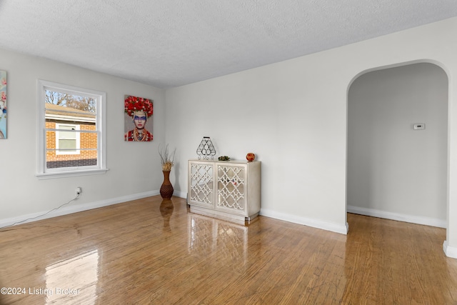 empty room featuring hardwood / wood-style floors and a textured ceiling