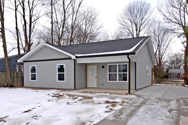 view of single story home