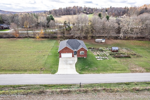 aerial view with a rural view