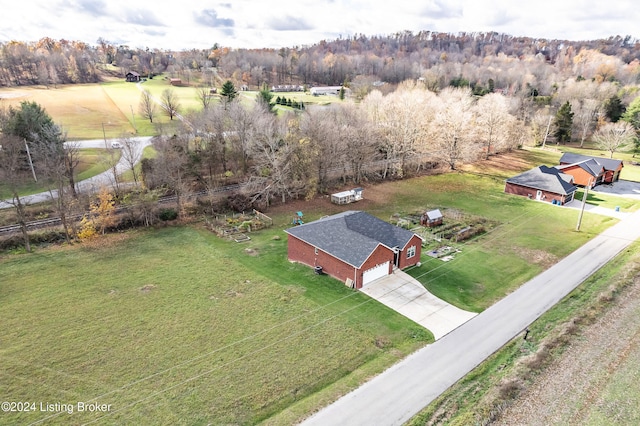 bird's eye view with a rural view