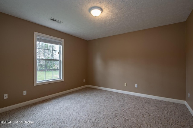 carpeted spare room featuring a textured ceiling