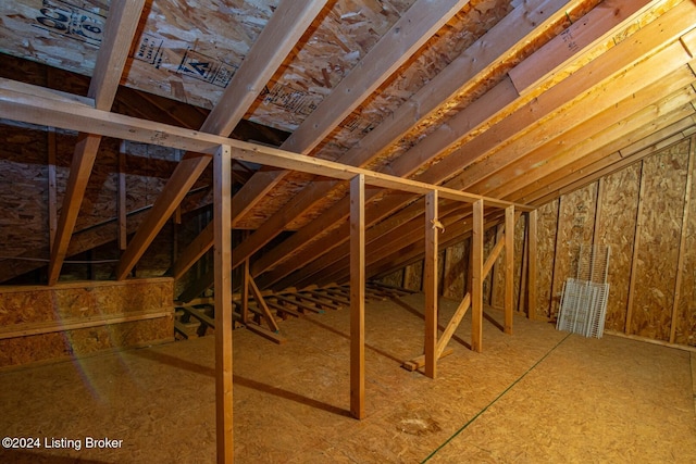 view of unfinished attic