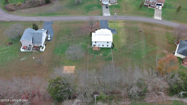 drone / aerial view with a rural view