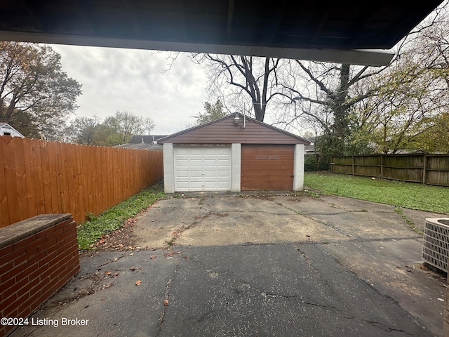 garage featuring central air condition unit