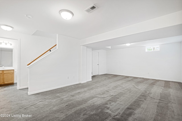 interior space featuring carpet flooring