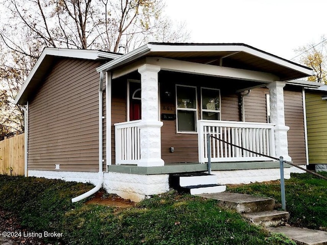 exterior space featuring covered porch