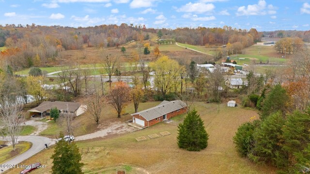 drone / aerial view with a rural view