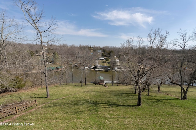 view of yard featuring a water view