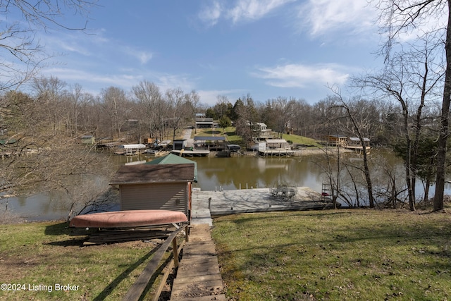 water view with a boat dock