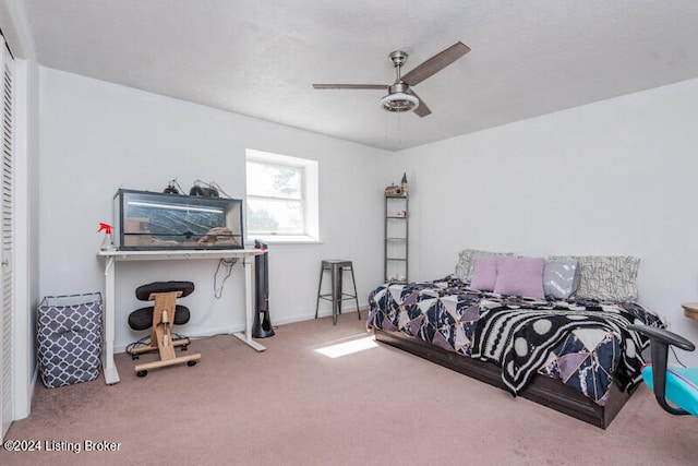 bedroom with carpet floors and ceiling fan