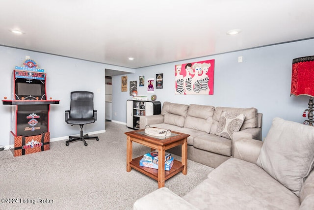 living room with carpet